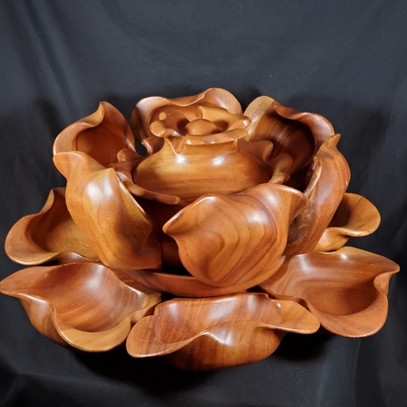 Vintage Lotus Flower Serving Set - Picture 2 of 8